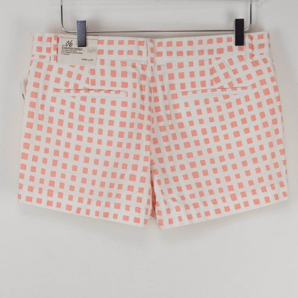 Gap Shorts Sunkissed 100% Cotton Gradiant Grid Print Pink White Size 6 New - Picture 2 of 8
